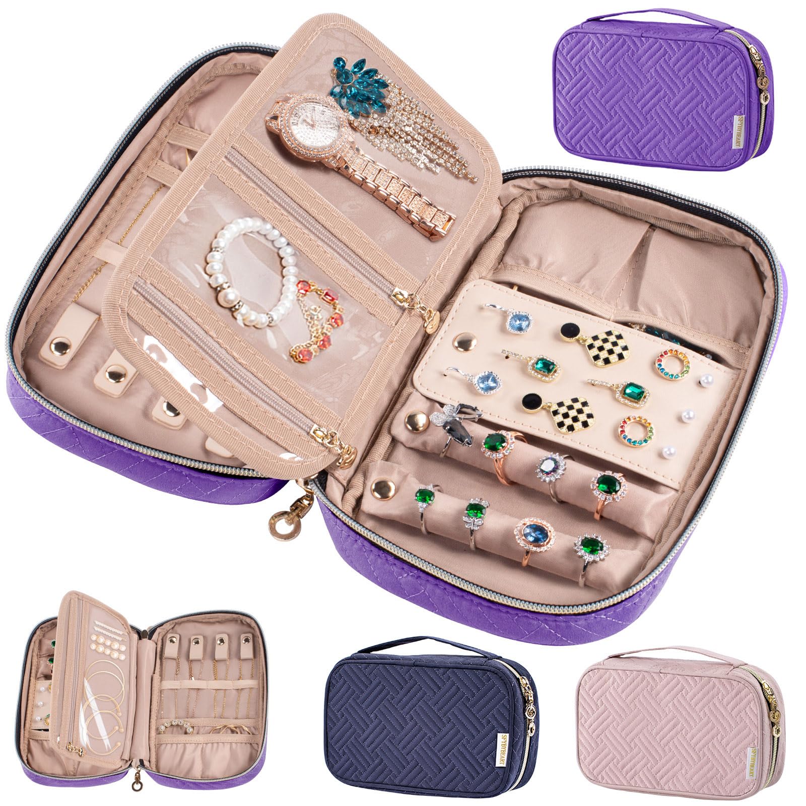 Compact Travel Jewelry Organizer Case - Tangle-Free Storage for Necklaces, Earrings, Rings & Bracelets | Perfect for Vacations, Business Trips & Weekend Getaways