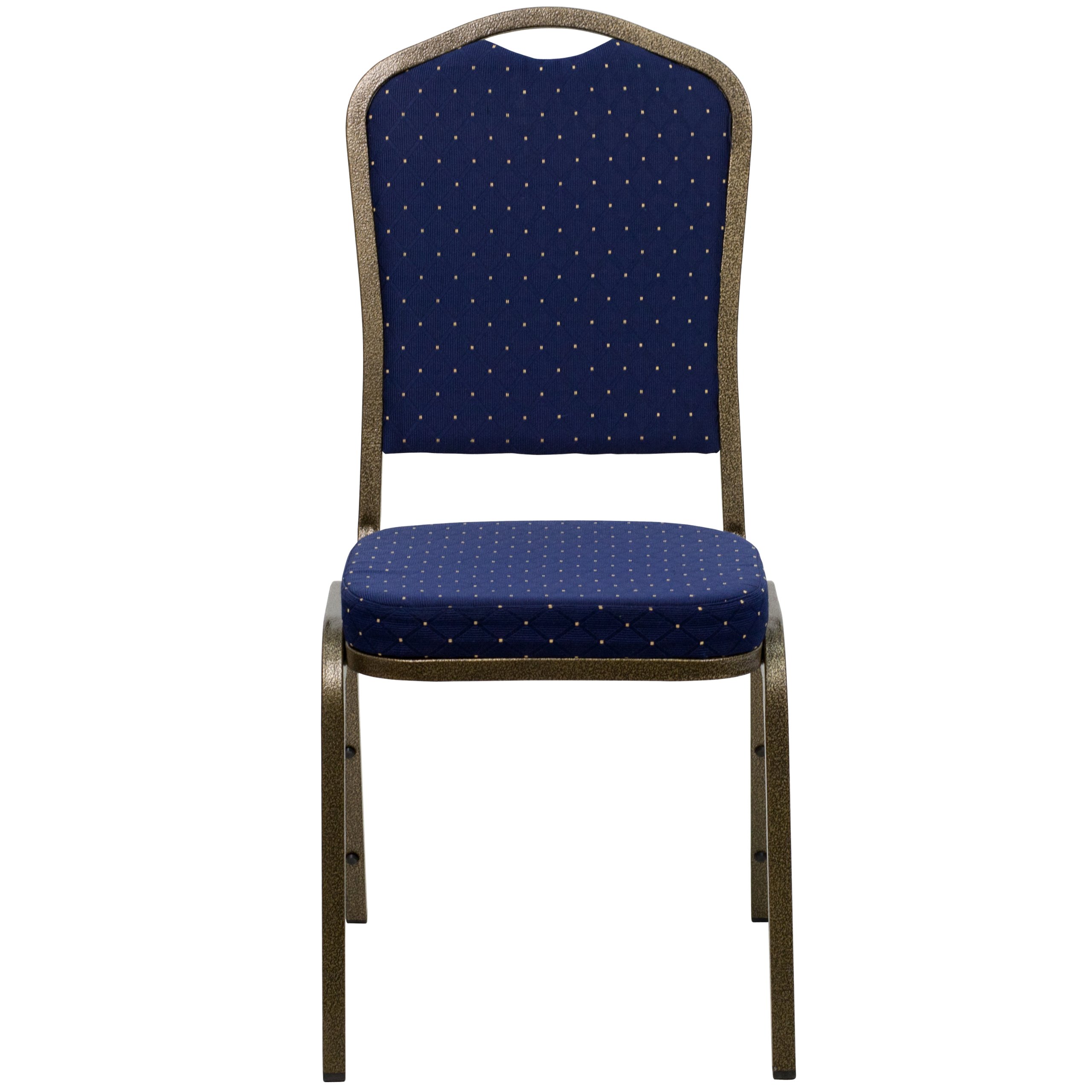 Flash Furniture 4-Pack HERCULES Series Navy Blue Dot Pattern Stacking Banquet Chairs with Gold Vein Frame - Heavy Duty Event & Wedding Seating for Indoor/Outdoor Use