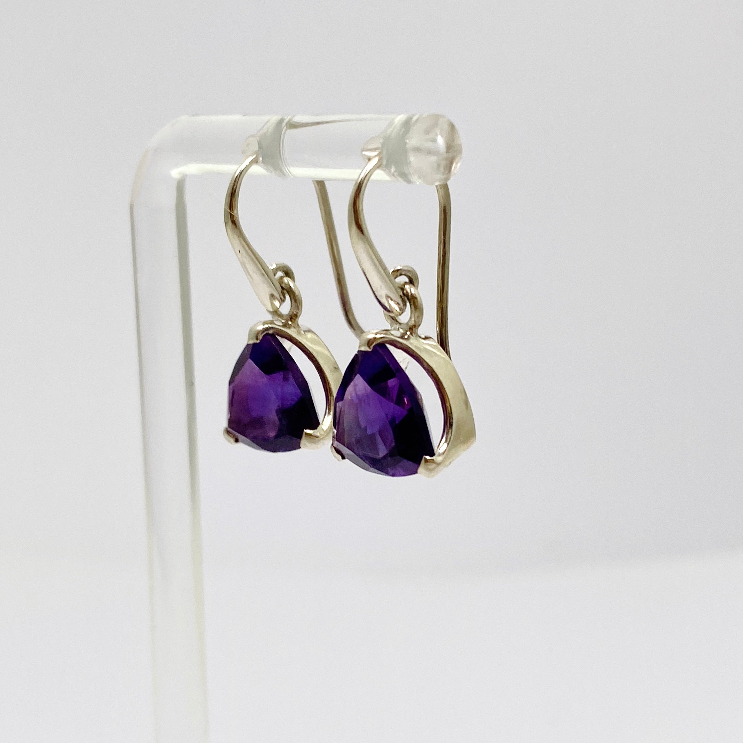 Amethyst Triangular Faceted Earrings for Women - Elegant Purple Gemstone Dangle Earrings - Perfect for Parties, Weddings & Special Occasions
