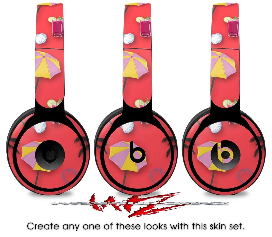 Beats Solo Pro Headphone Skin Decal Wrap - Coral Beach Party Umbrella Design | Protective Vinyl Cover for Beats Solo Pro (Headphones Not Included) | Perfect for Travel, Gym & Outdoor Activities