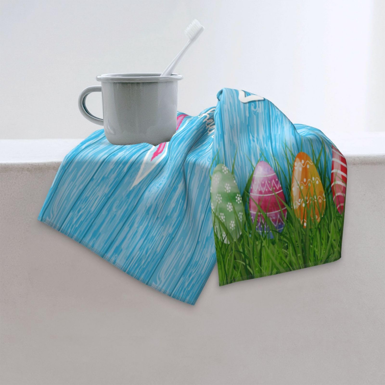 Funny Easter Bunny Cute Eggs Soft Hand Towels - 12x27.5 Inch Decorative Bath Towels for Yoga, Bathroom, Hotel & Gym - Perfect for Easter Decor, Spa Days & Home Decor