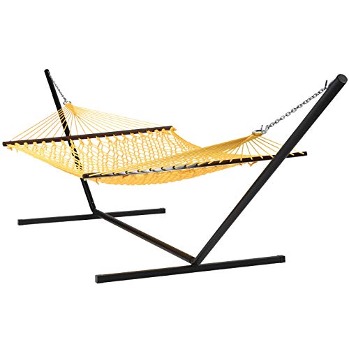 Yellow Hammock and Black Stand