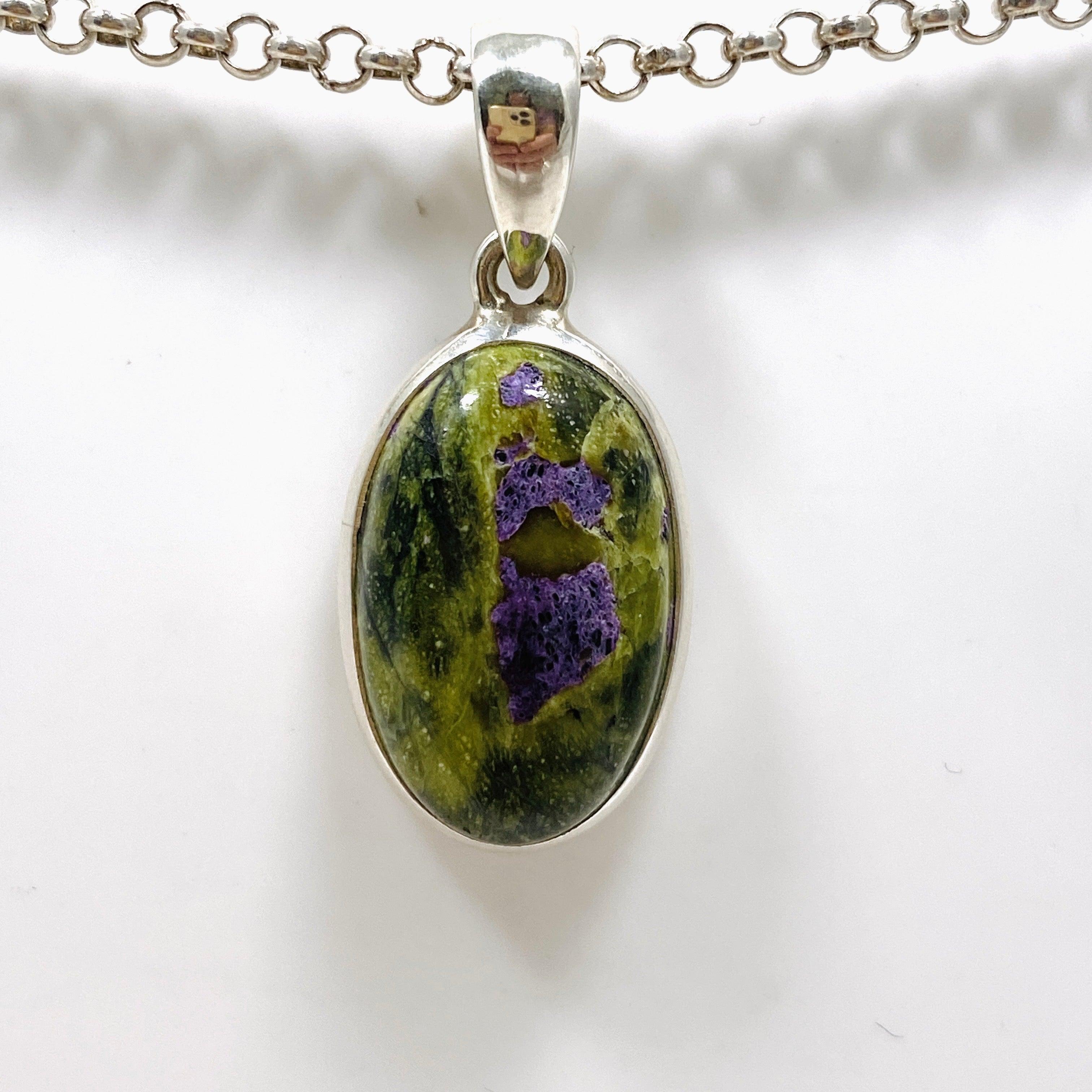Atlantasite Oval Pendant Necklace - Natural Stone Jewelry for Women | Elegant Gift for Her, Healing Crystal for Meditation & Energy Balance