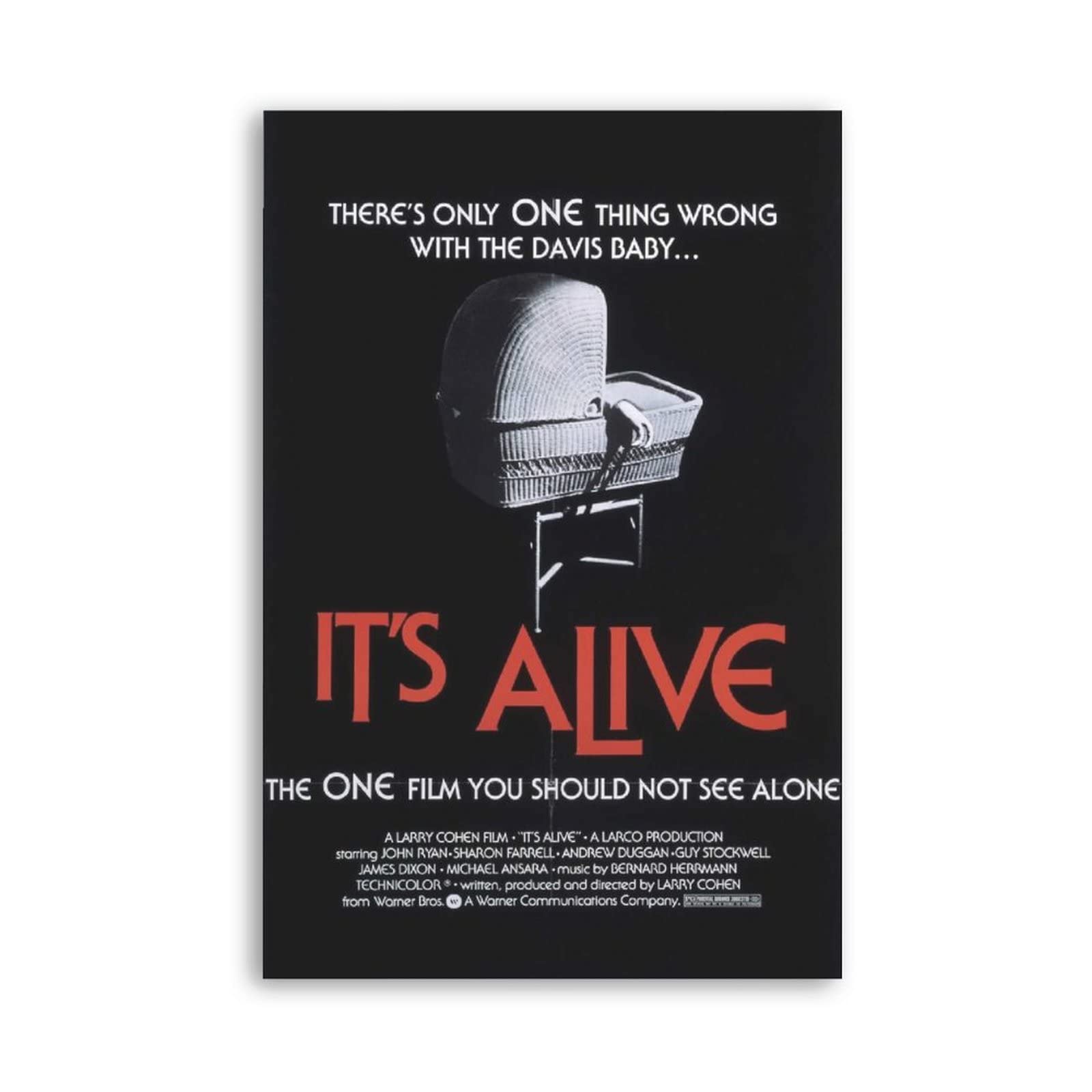 Horror Movie Poster 'It's Alive' - 12x18 Inch (30x45cm) Unframed Canvas Wall Art for Bedroom, Office & Room Decor - Perfect Gift for Horror Fans & Movie Lovers - Great for Halloween Party Decorations & Themed Room Design