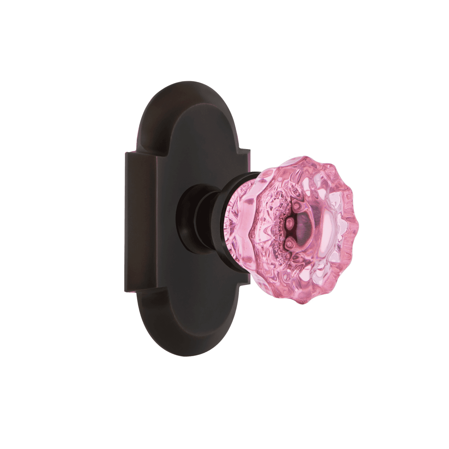 Vintage Cottage Short Plate with Pink Crystal Knob - Timeless Bronze Cabinet Hardware for Kitchen, Bathroom & Furniture (Set of 10) - Perfect for Drawers, Cabinets & Home Decor