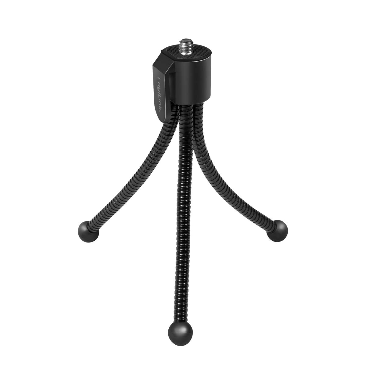 LogiLink AA0139 Mini Flexible Portable Tripod Stand - 1kg Load Capacity for Camera, Smartphone, Webcam - Perfect for Travel, Vlogging, Photography & Video Calls