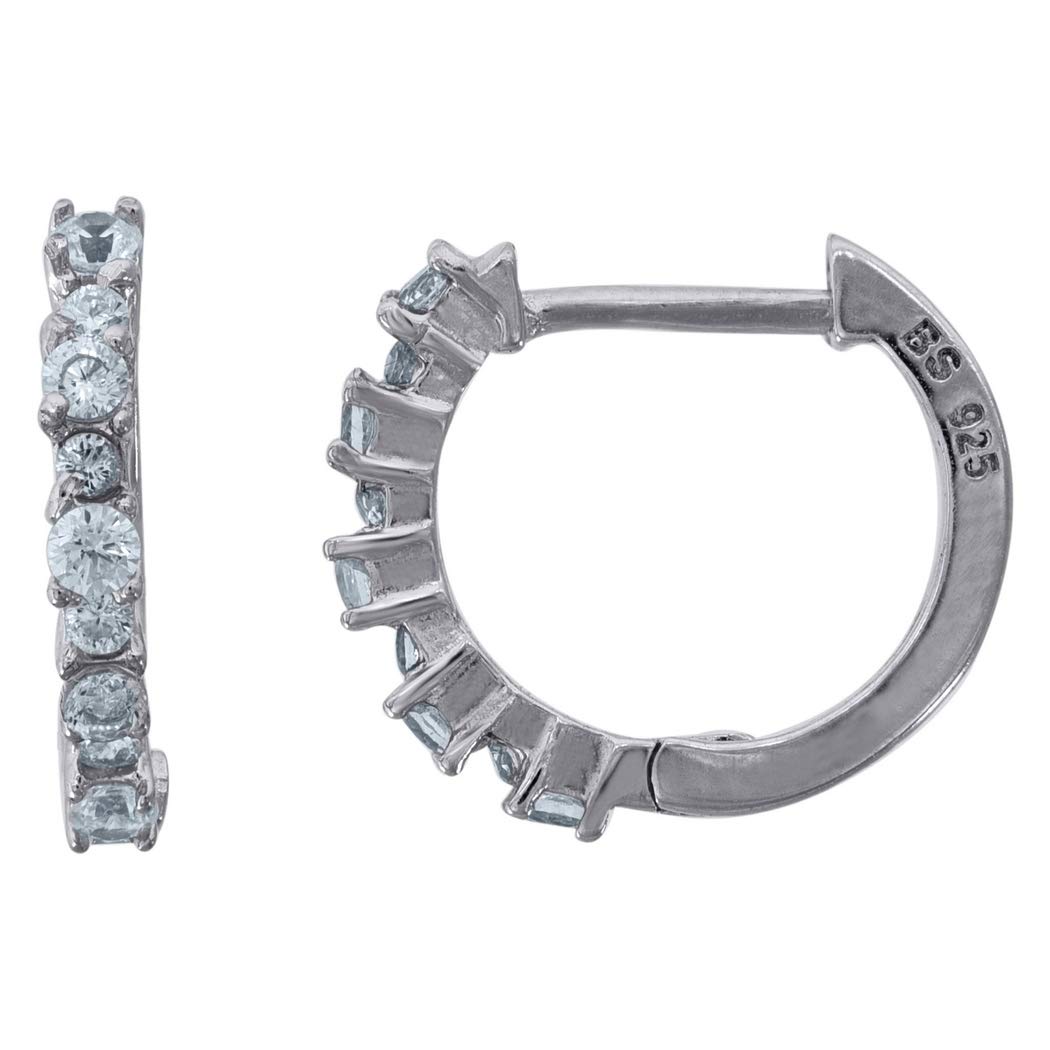 925 Sterling Silver CZ Cubic Zirconia Huggie Hoop Earrings for Women - Elegant Simulated Diamond Hoops for Everyday Wear & Special Occasions