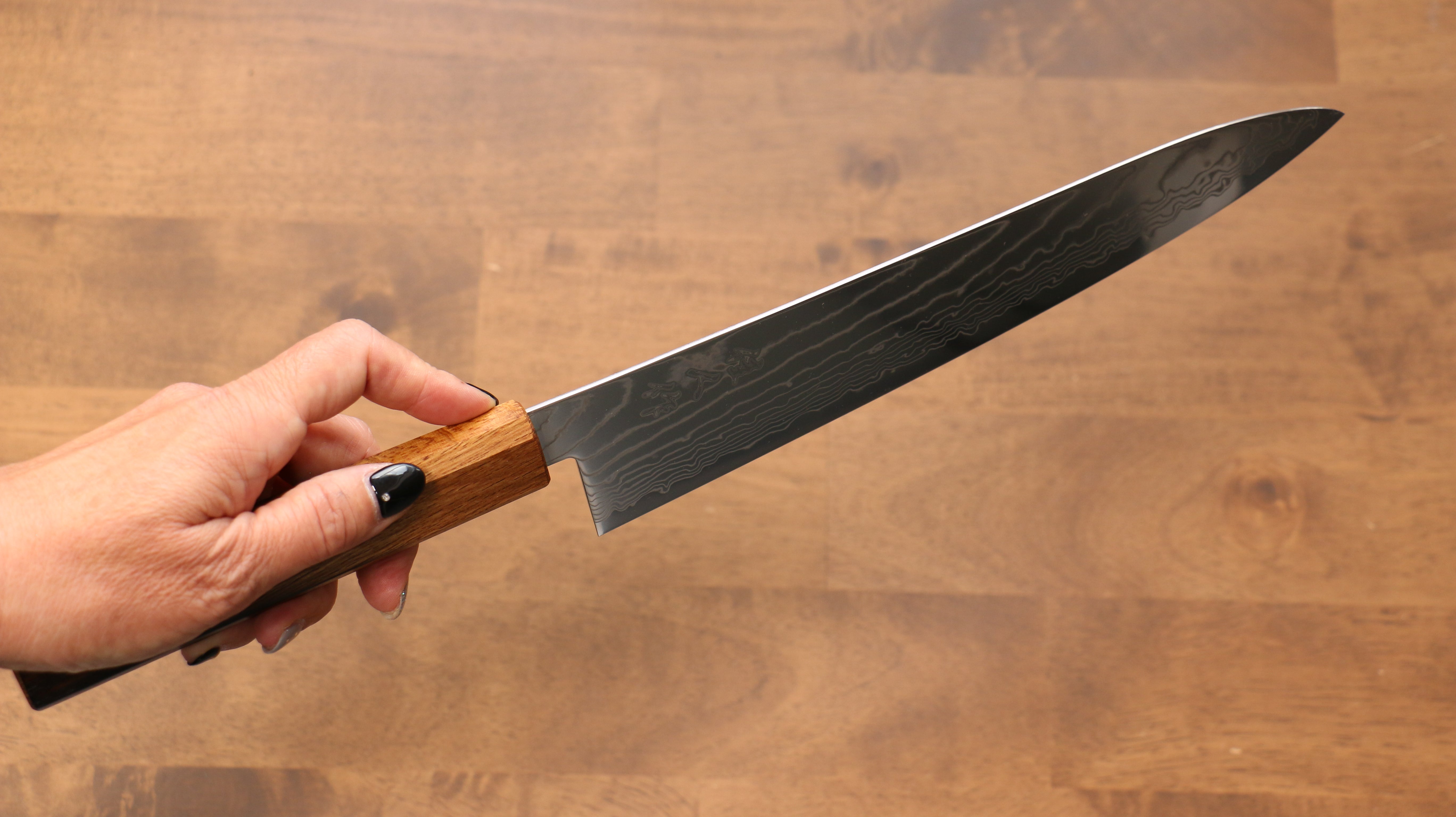 Premium Kajin Cobalt Special Steel Damascus Gyuto Chef Knife 240mm - Japanese Kitchen Knife with Burnt Oak (Mehakkaku) Handle - Perfect for Slicing, Dicing & Precision Cooking in Professional & Home Kitchens