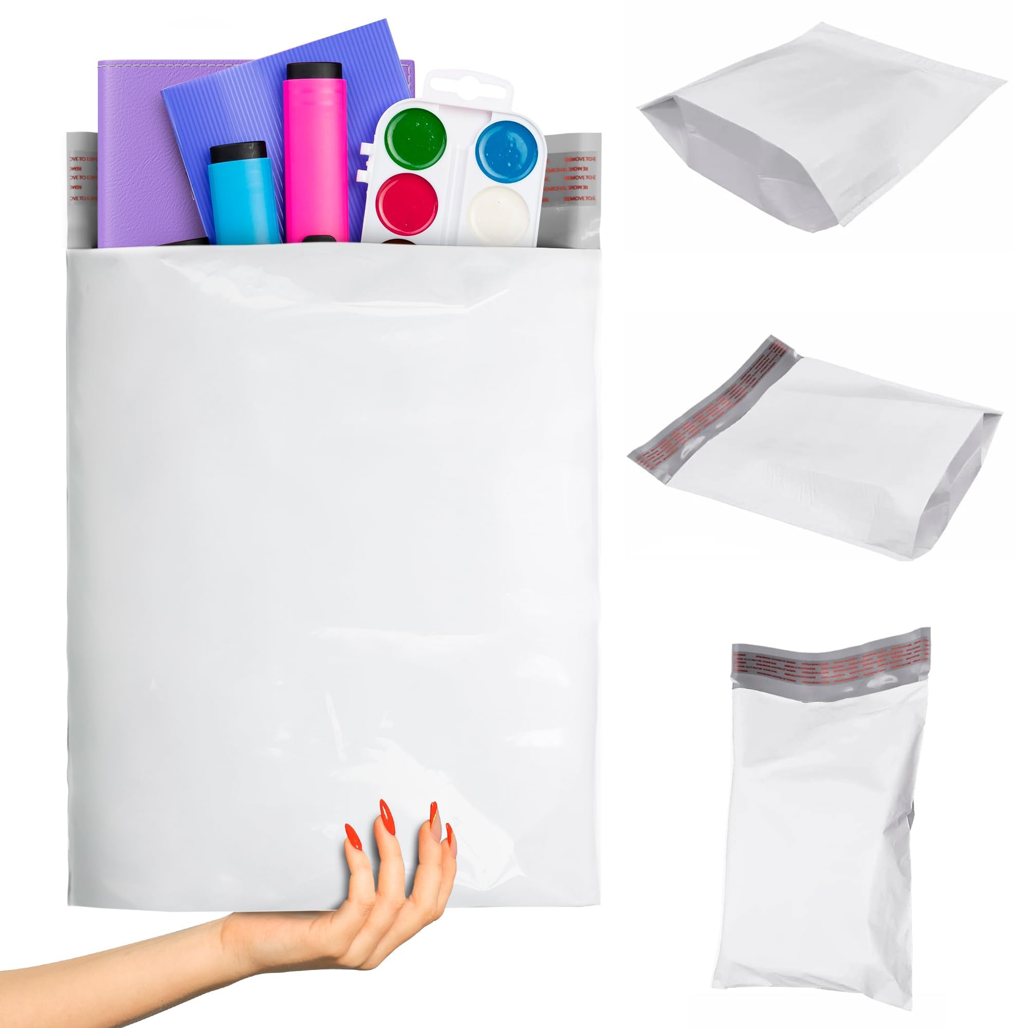 ABC White Gusseted Poly Mailers 11x13x4 Inches - 500 Pack Expandable Shipping Bags for Clothes, Apparel & Ecommerce - Perfect for Online Stores, Boutiques & Small Business Shipping Needs