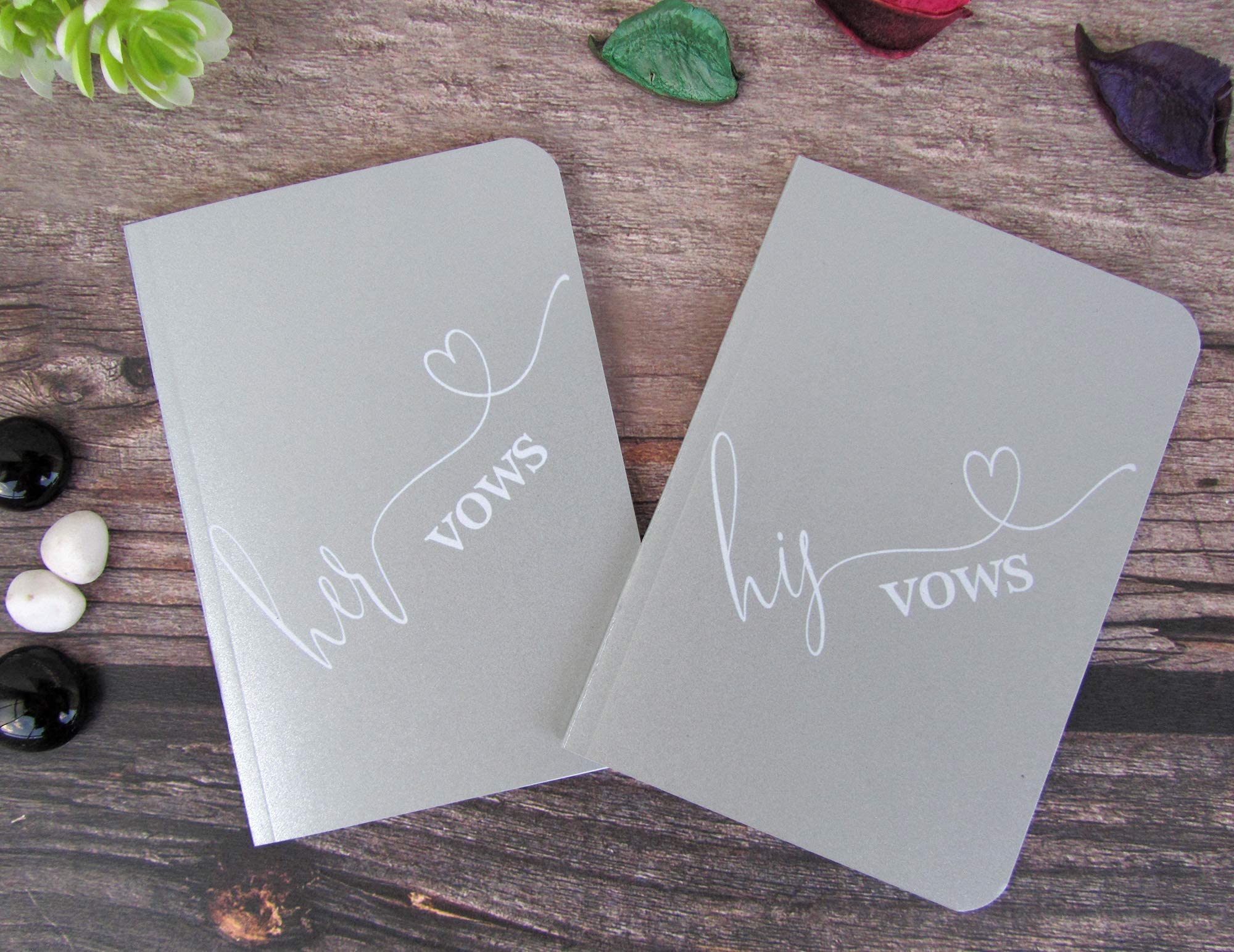 Modern Wedding Vow Books Set - Gray Vow Booklets for Ceremony & Keepsake