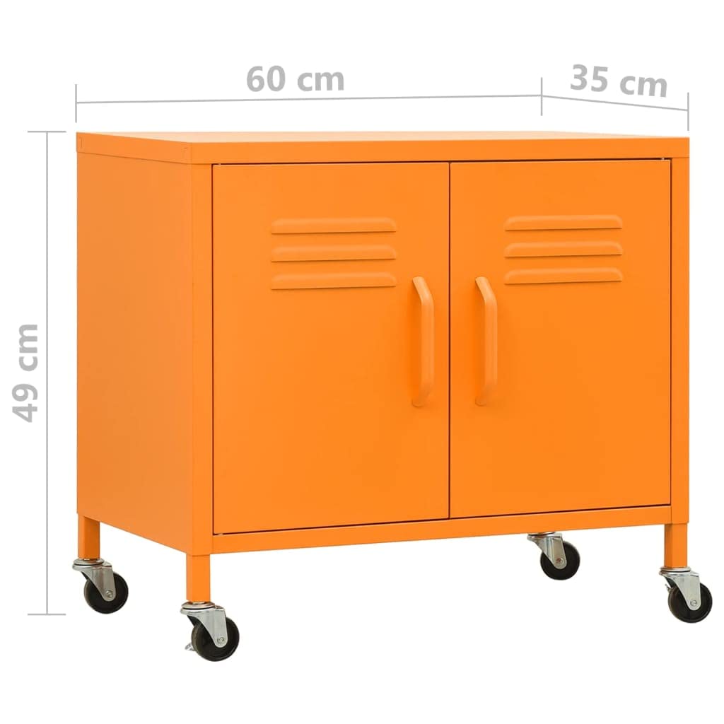 2-Door Steel Storage Cabinet with Adjustable Shelf & 4 Wheels - 23.6