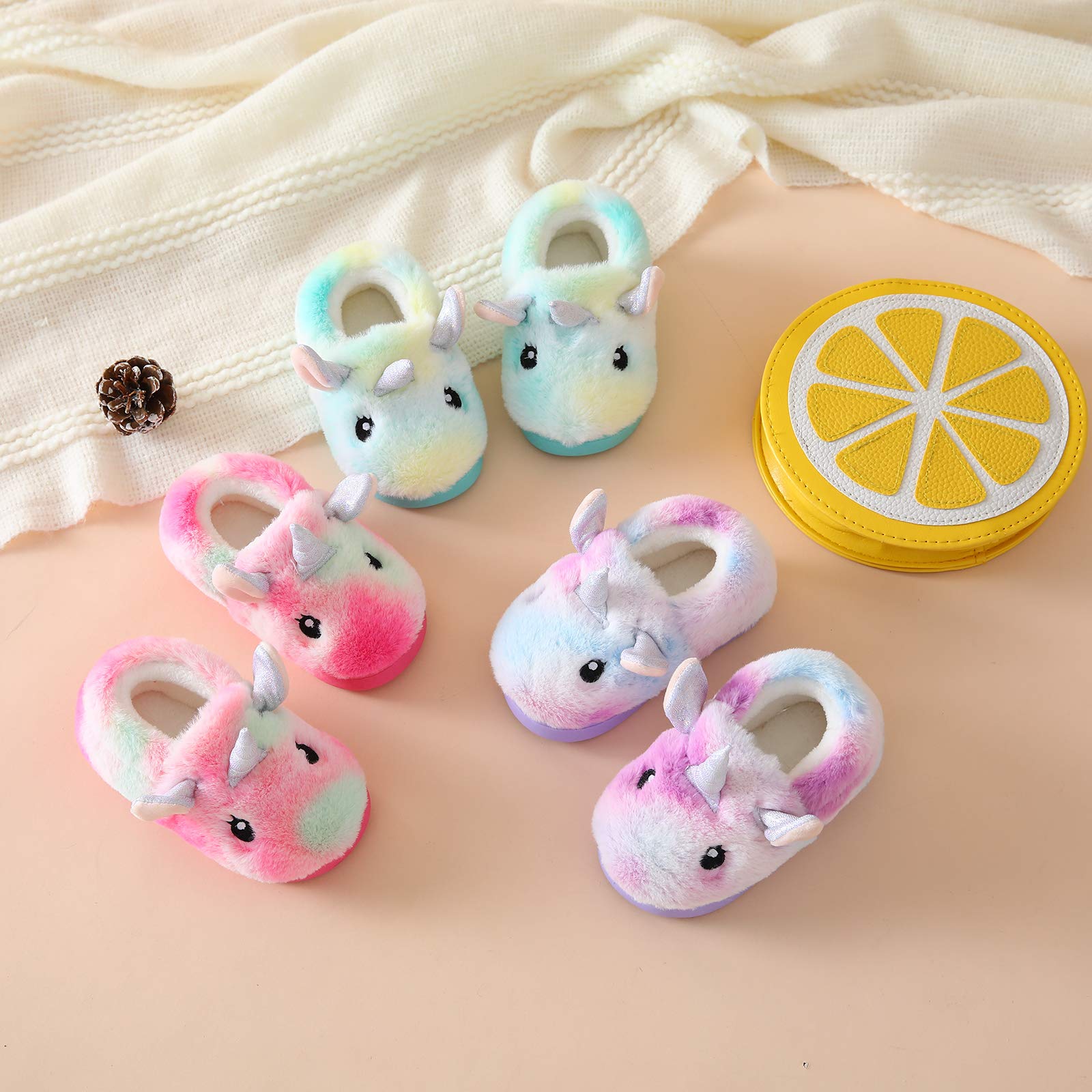 Ainikas Plush House Slippers for Boys & Girls - Warm Fuzzy Non-Slip Winter Slippers for Toddlers & Little Kids - Perfect for Indoor Play, Cozy Home Wear & Cold Weather Comfort