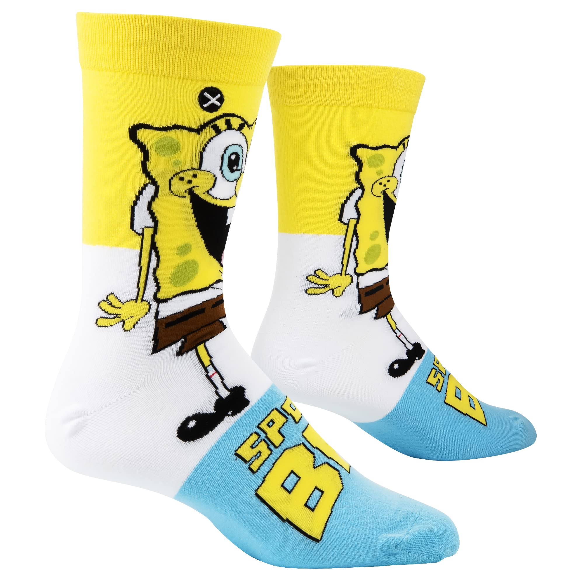 Odd Sox Nickelodeon SpongeBob Cartoon Socks for Men - Fun Novelty Crew Socks (Large) - Perfect for Cosplay, Gifts & Everyday Wear