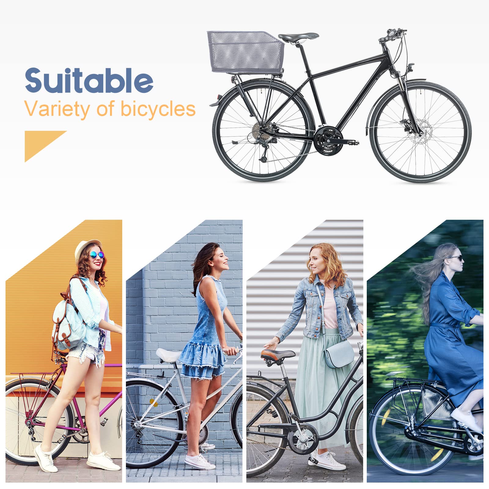 Lixada 20L Universal Rear Bike Basket - Water Resistant Metal Bicycle Cargo Basket for Rear Rack | Perfect for Commuting, Grocery Shopping & Outdoor Adventures
