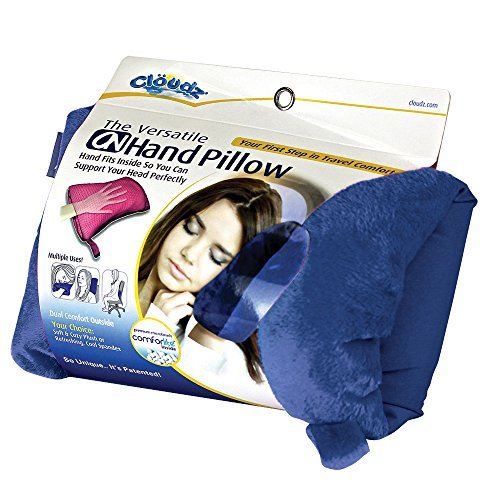 Cloudz On Hand Microbead Travel Pillow - Blue | Compact Neck Support for Airplane, Car & Office | Ultra Soft Microbead Filling for Comfortable Rest Anywhere