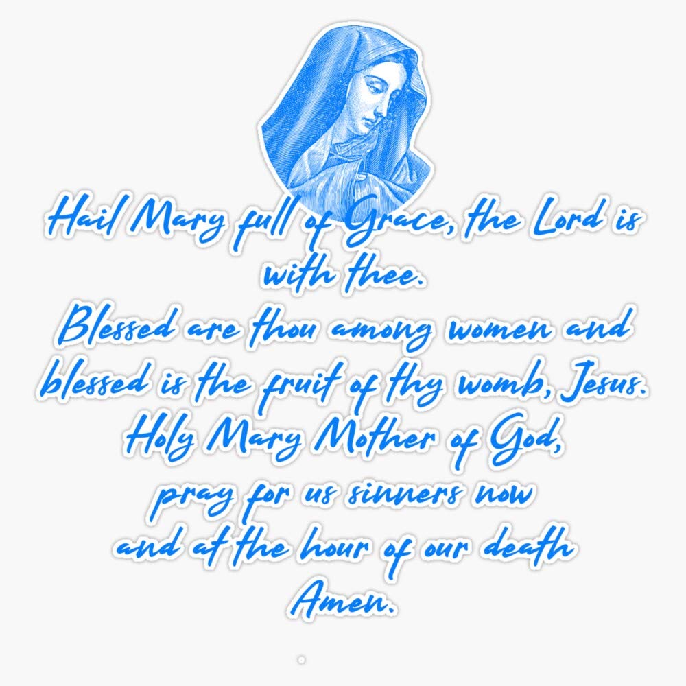 Hail Mary Prayer Vinyl Bumper Sticker - Waterproof 5 Inch Decal for Cars, Laptops & Windows - Religious Car Accessories & Faith-Based Decor