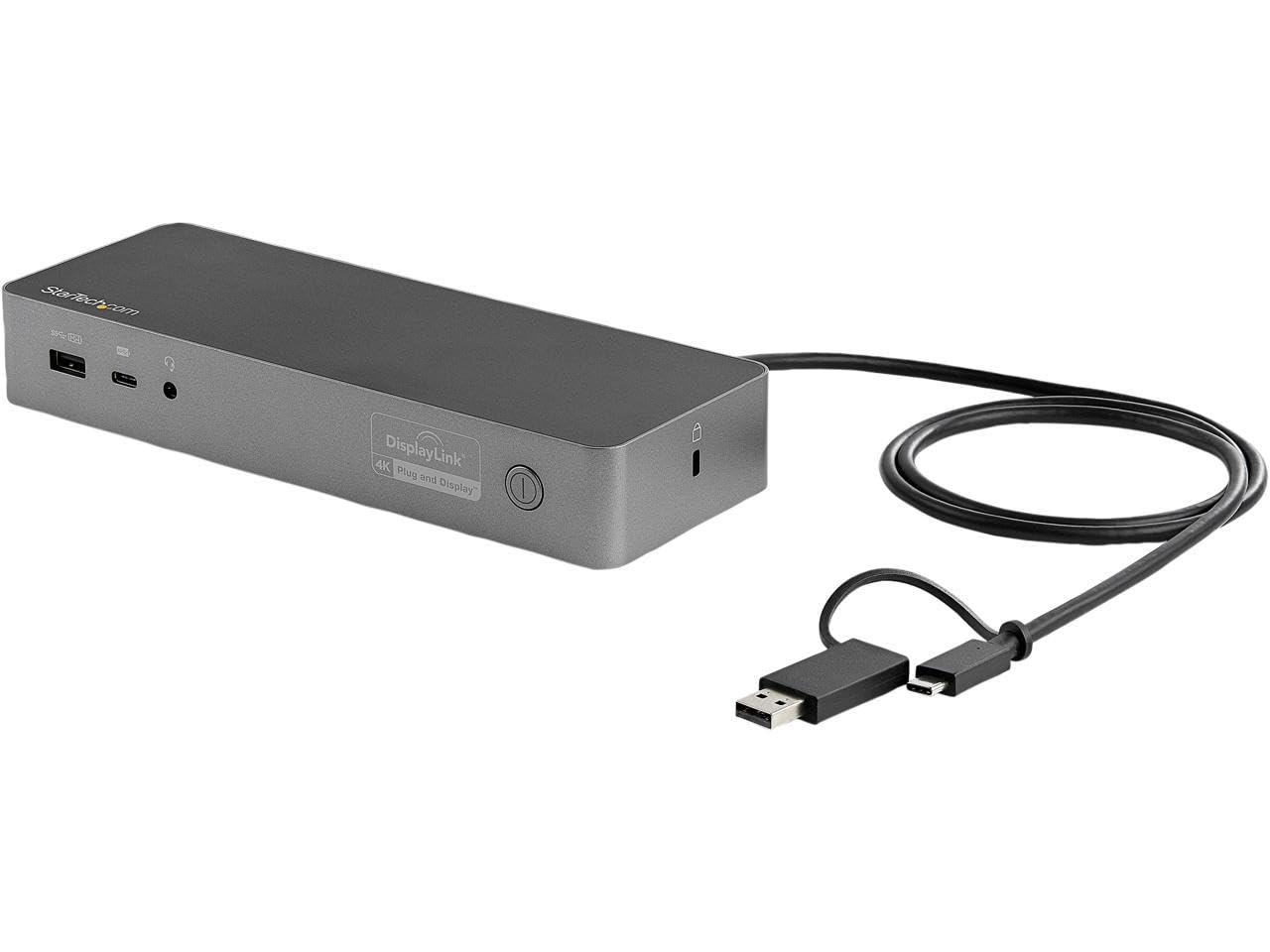 Star Tech.com Hybrid Universal USB-C & USB-A Laptop Docking Station with 100W Power Delivery - Dual 4K 60Hz HDMI & DisplayPort Monitors - Compatible with Most Laptops - Perfect for Home Office, Remote Work & Multi-Tasking Professionals