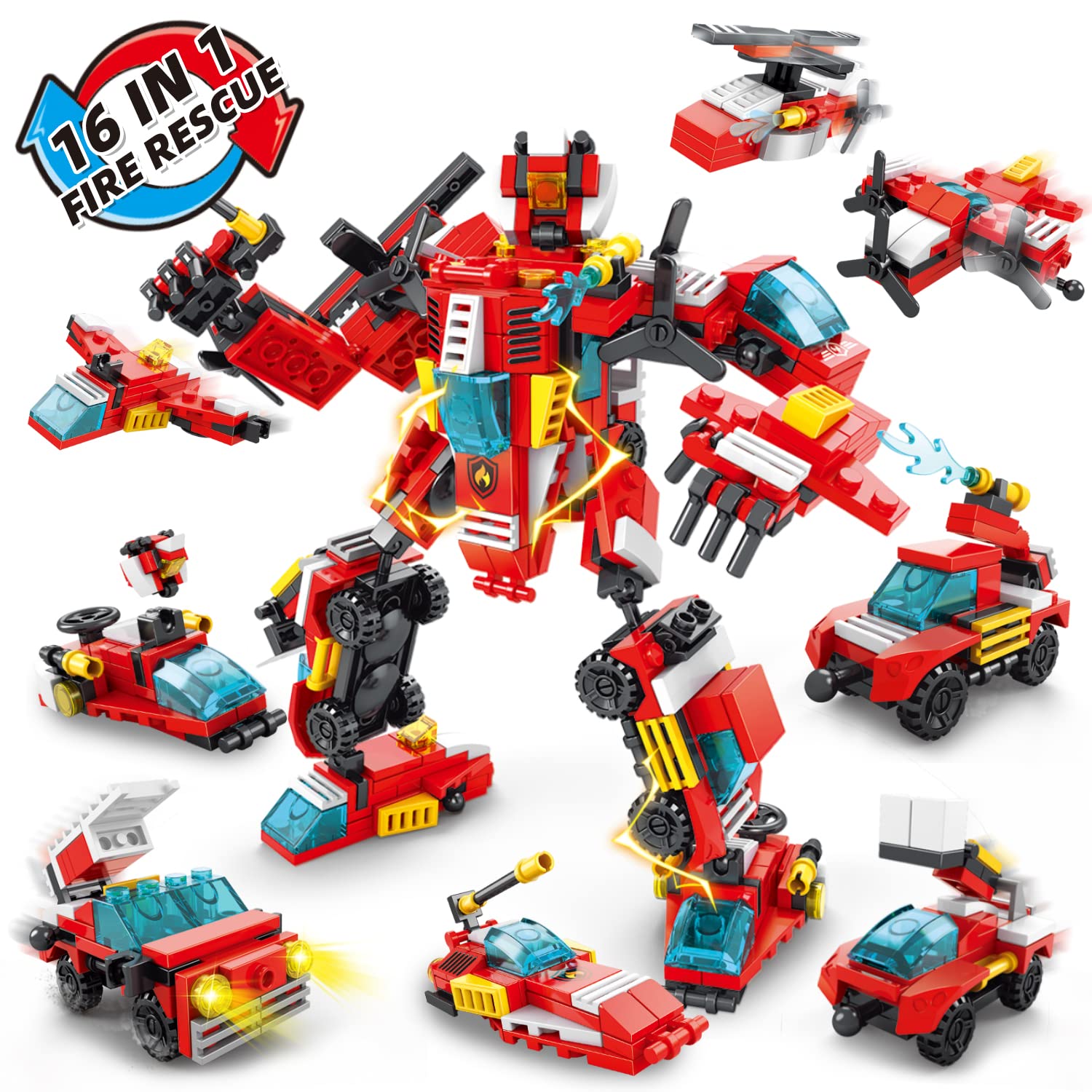 16-in-1 Fire Truck Building Blocks Set - 356 PCS STEM Construction Toy for Kids Ages 6-12 | Fire Rescue Vehicle Kit, Educational Building Toys for Boys & Girls | Perfect for Birthday Gifts, Classroom STEM Activities & Creative Playtime