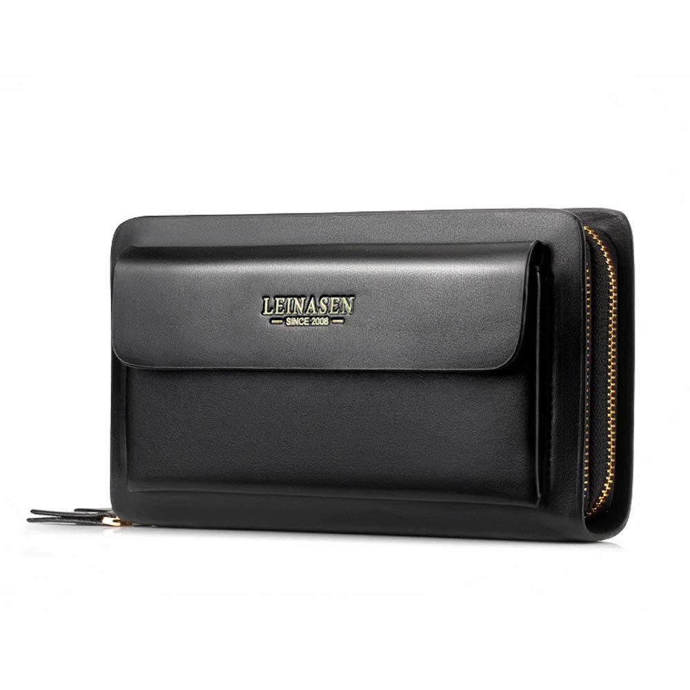 Men's Large Long Leather Clutch Wallet - RFID Blocking Travel Passport Holder & Business Card Organizer with Phone Pocket | Perfect for Business Trips, Daily Commute and Secure Travel Essentials Storage