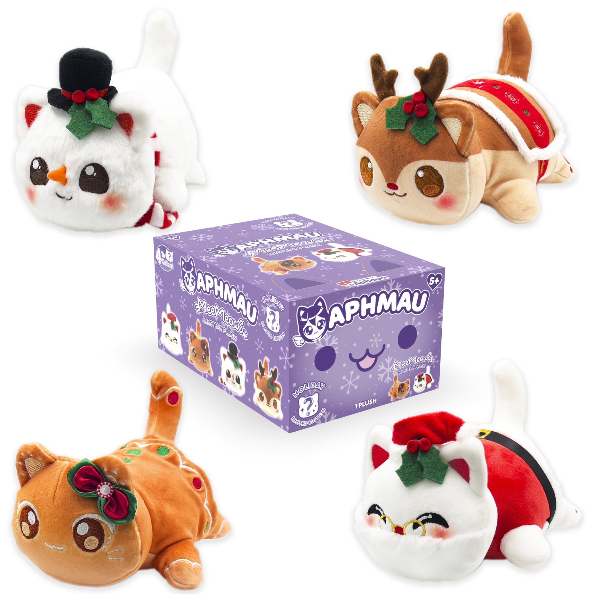 Aphmau MeeMeows 6-Piece Christmas Mystery Blind Box Collection - Cute Cat Plush Toys for Kids, Gift Exchange & Holiday Decorations