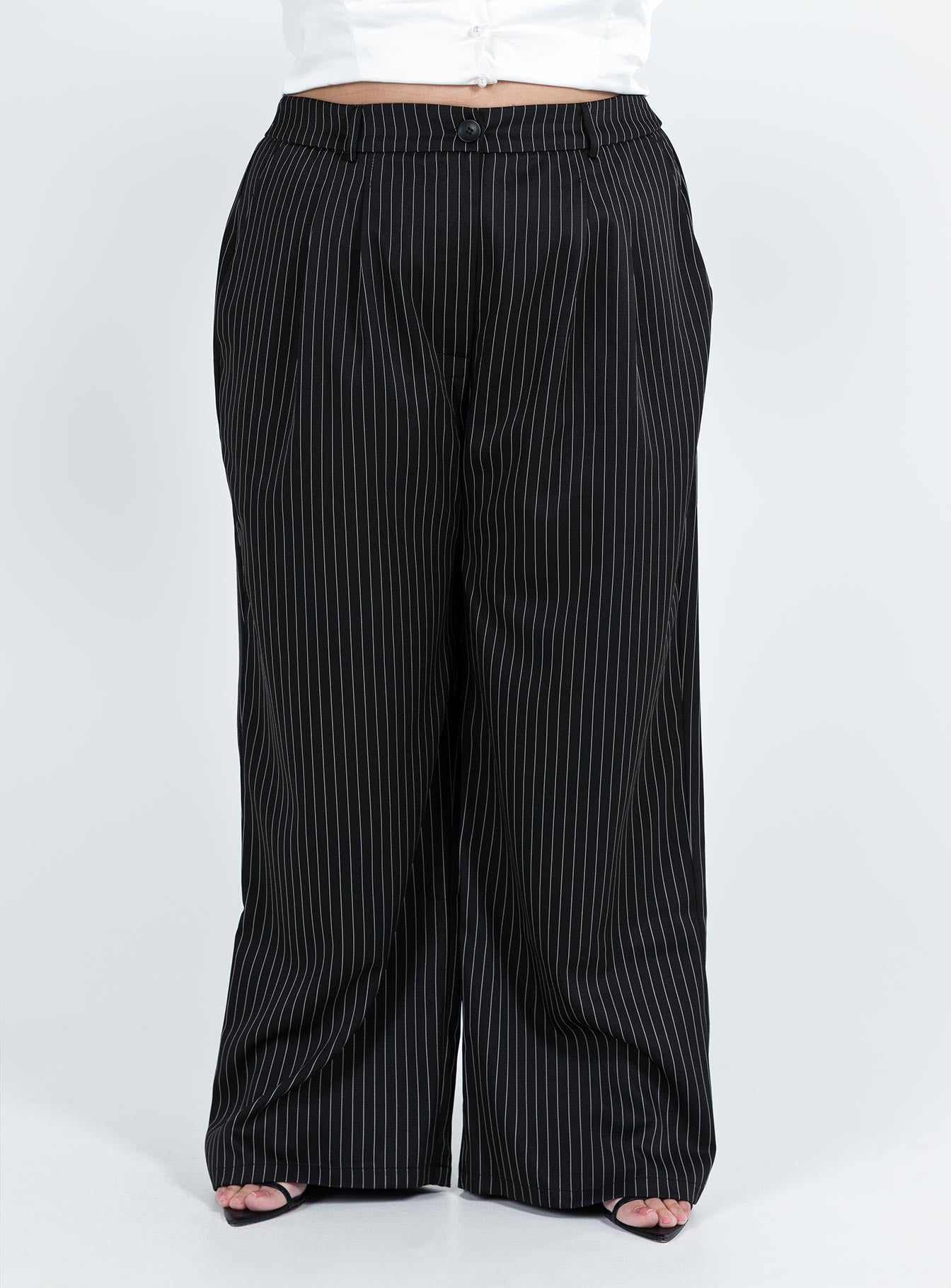 Archer Pinstripe Black Curve Pants for Men - Stylish Slim Fit Dress Pants for Office, Business Casual & Formal Occasions