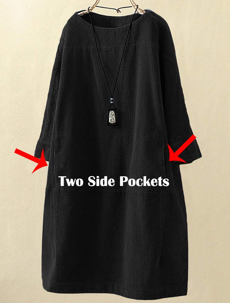 LaovanIn Women's Corduroy Tunic Top - Cotton Long Sleeve Dress with Pockets | Casual Fall Outfit & Layering Piece for Work, Date Night & Weekend Wear