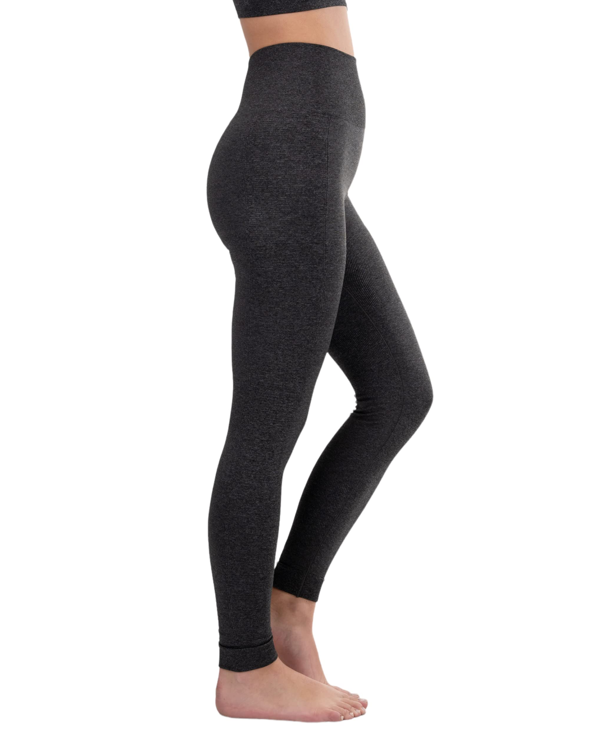 Hemp Black Sculpting Seamless Performance Leggings with Odor Control Tech, High-Waist, Ankle Length for Yoga, Running, and Gym Workouts