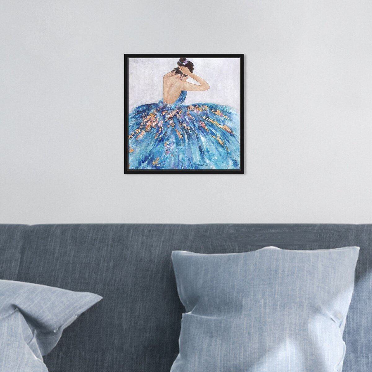 Elegant Blue Princess Dress Glam Canvas Wall Art Print - Festive Framed Decor for Bedroom, Living Room & Nursery
