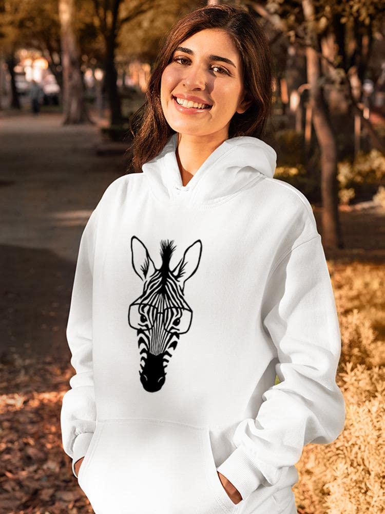 Smartprints Zebra With Glasses Hoodie for Women - Trendy Animal Print Pullover Sweatshirt | Perfect for Casual Wear, Street Fashion & College Outfits