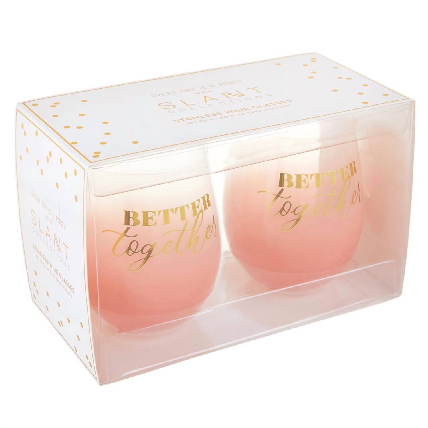 Better Together Peach Wine Glasses - Elegant Couple's Gift for Anniversaries, Weddings & Romantic Dinners