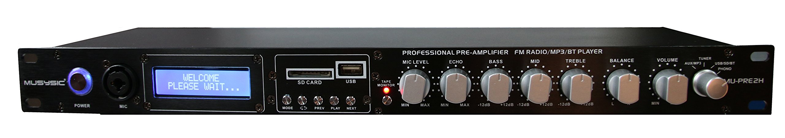 MUSYSIC MU-PRE2H Professional Audio Sound Processor Preamp - Studio Recording, Live Performance & Home Theater Audio Enhancement
