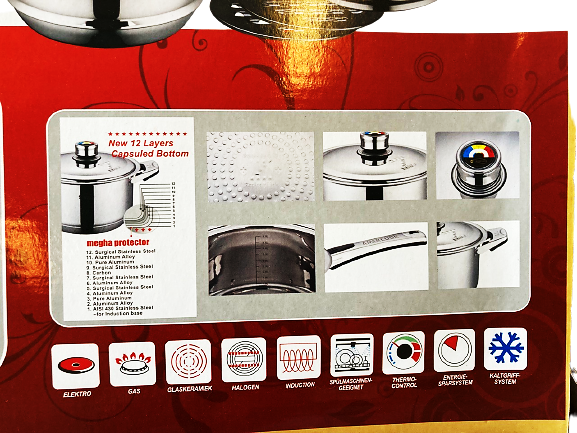 16-Piece Stainless Steel Cookware Set - Nonstick Pots & Pans with Lids - Perfect for Home Cooking, Professional Kitchens & Gift Giving