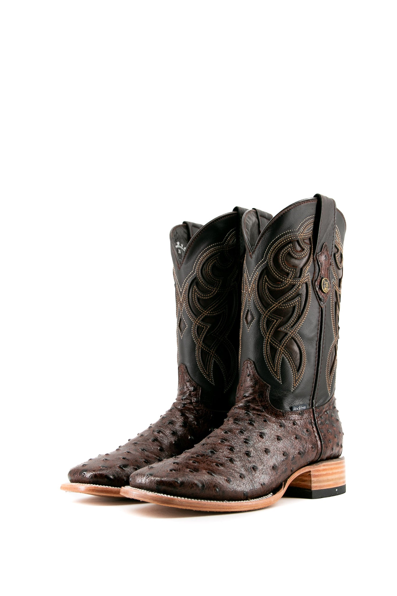 Premium Ostrich Leather Square Toe Cowboy Boots for Men - Western Style Rodeo & Ranch Work Boots - Perfect for Country Dancing, Horseback Riding & Outdoor Adventures