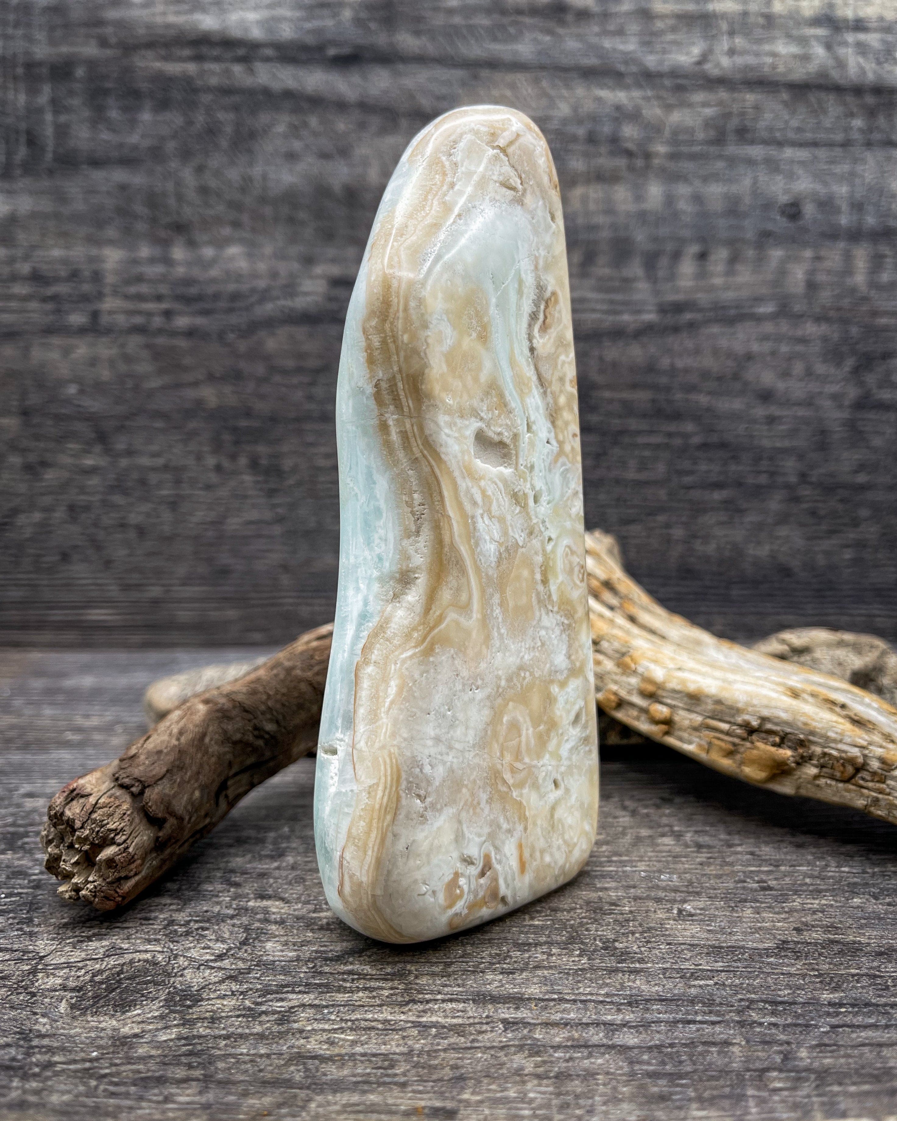 Natural Caribbean Calcite Freeform Stone - 369g Raw Healing Crystal for Meditation, Reiki, and Home Decor