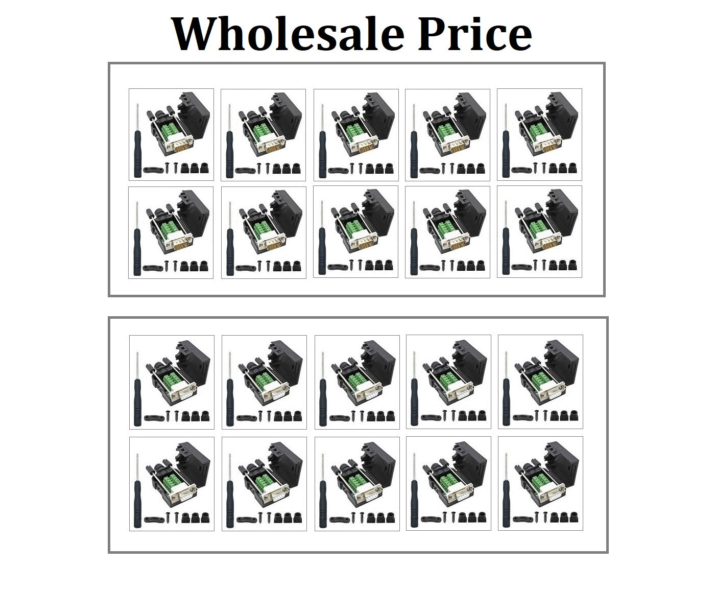10PCS Male + 10PCS Female DB9 Breakout Connector - Solderless RS232 D-SUB 9 Pin Serial Port Terminal Adapter for Industrial Automation, CCTV, and Network Equipment