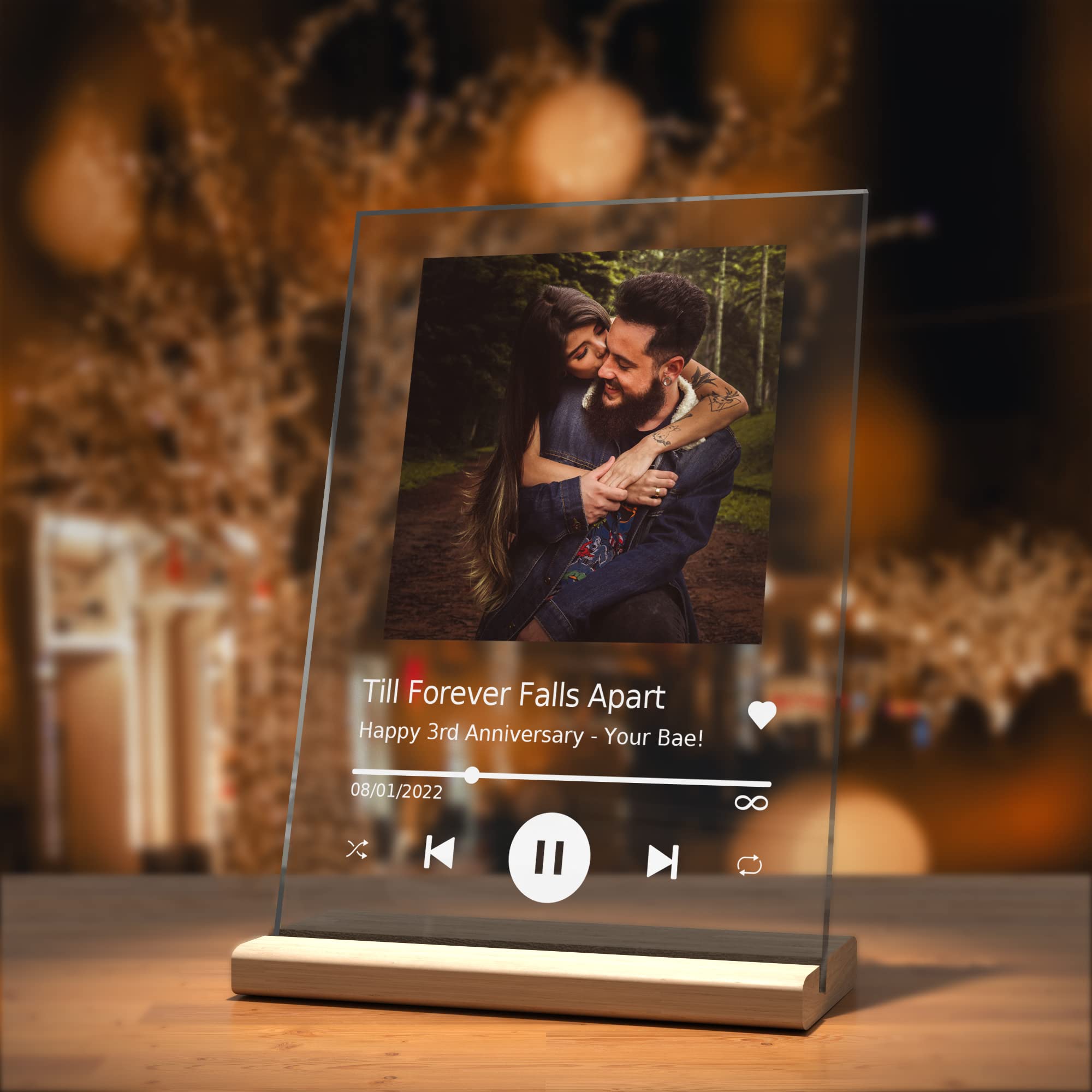 PixArts Personalized Album Cover Acrylic Song Plaque - Unique Best Friend Birthday Gift, Valentine's Day Present, Christmas Idea, First Gift for Boyfriend - Perfect for Home Decor, Office Desk, or Special Occasions