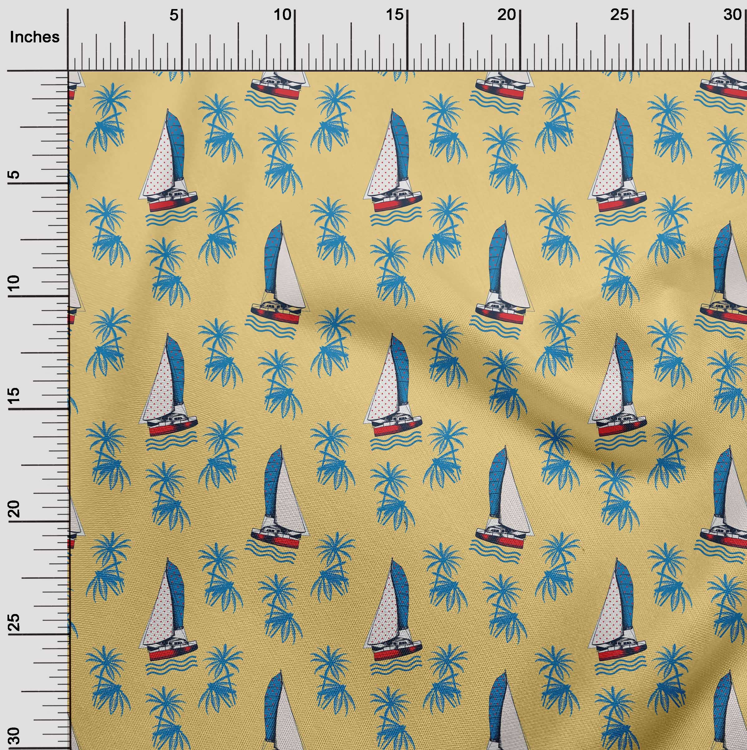 oneOone Rayon Yellow Fabric - 56 Inch Wide Printed DIY Sewing Material for Beachwear, Dresses & Crafts | Soft, Lightweight & Durable Fabric by The Yard