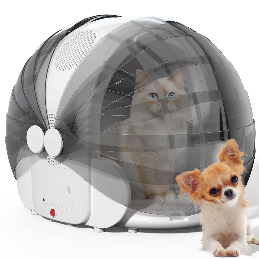 Foldable Automatic Pet Dryer Box for Cats & Small Dogs - Ultra Quiet Hair Dryer with 8 High-Speed Fans, 360° Drying, Temperature Control, 4-Speed Settings & Timer - Perfect for Grooming, Bathing & Quick Drying After Outdoor Adventures