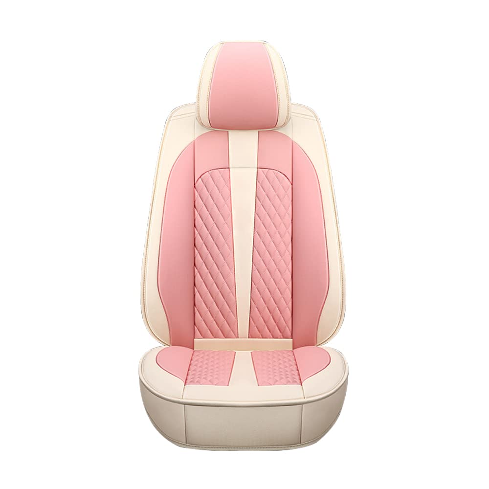 Premium Waterproof Scratch-Resistant Non-Slip Leather Car Seat Covers - Full Set Compatible with Seat Ibiza & Airbag Safety (Beige/Pink) | Luxury Protection for Daily Commute, Road Trips & Family Travel