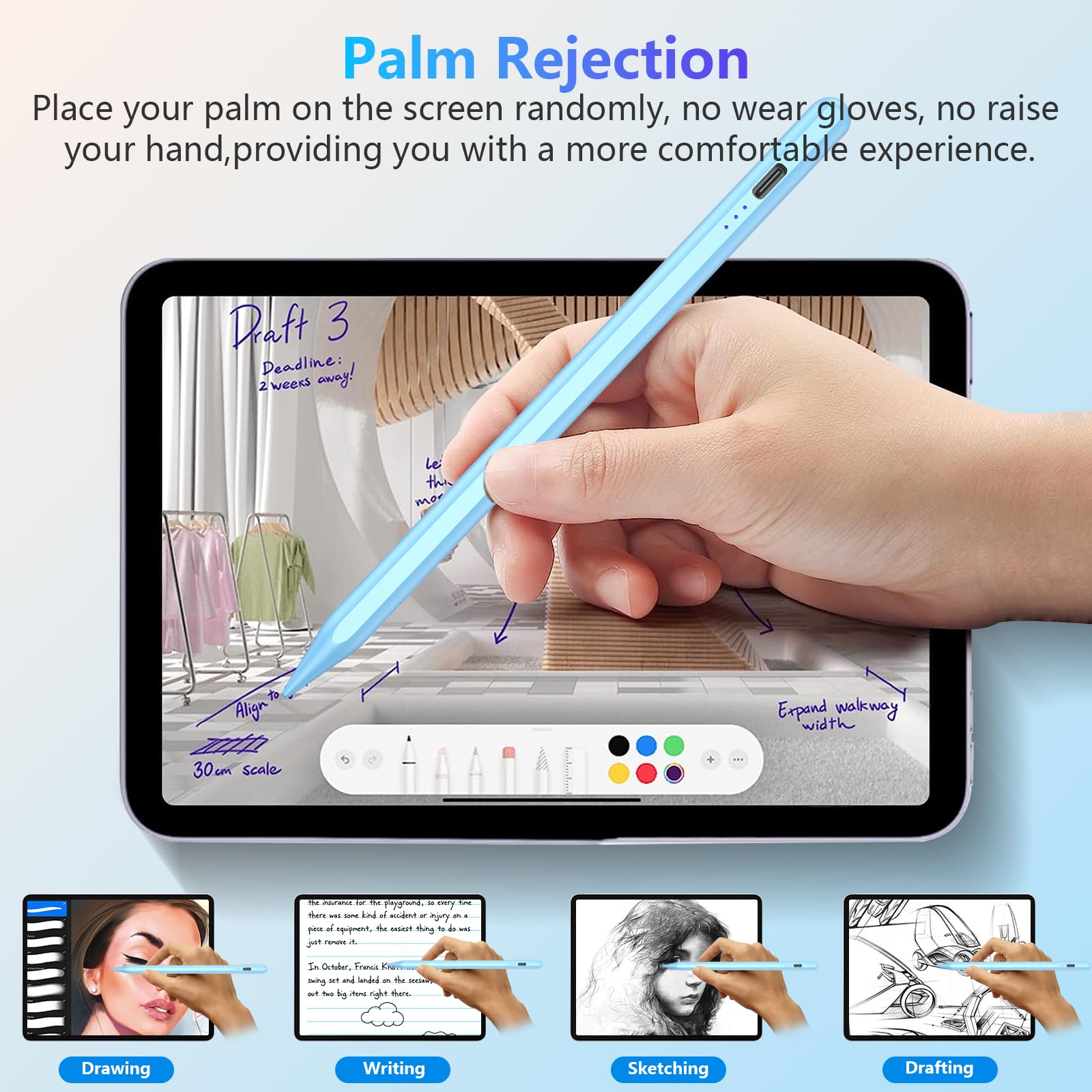 Fast Charging Stylus Pen for iPad 2018-2025 | Apple Pencil Alternative with 15-Minute Quick Charge | Compatible with iPad Pro M4/12.9