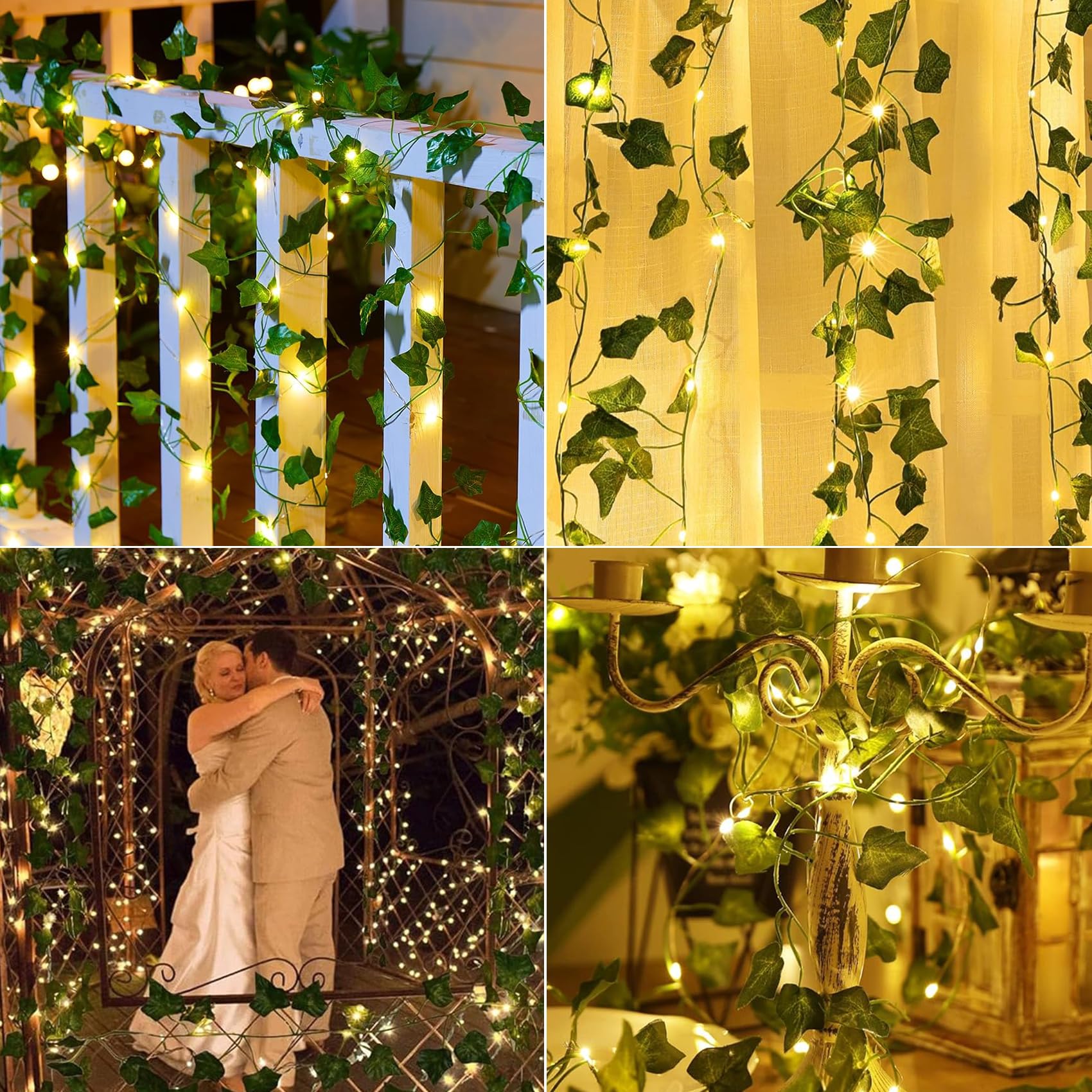 100 LED Fairy Vine Lights with Remote - 33ft Battery/USB Operated Ivy Garland String Lights for Bedroom, Garden, Party & Wall Decor | Romantic Ambiance, Wedding Backdrop, Outdoor Patio Lighting