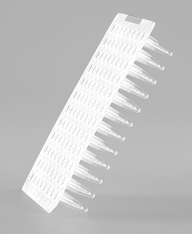 0.2ml 96-Well PCR Plates - Non-Skirted, Clear Polypropylene, Ultra-Thin Wall, DNase/RNase Free (Pack of 100) - Ideal for PCR, qPCR, and Molecular Biology Experiments