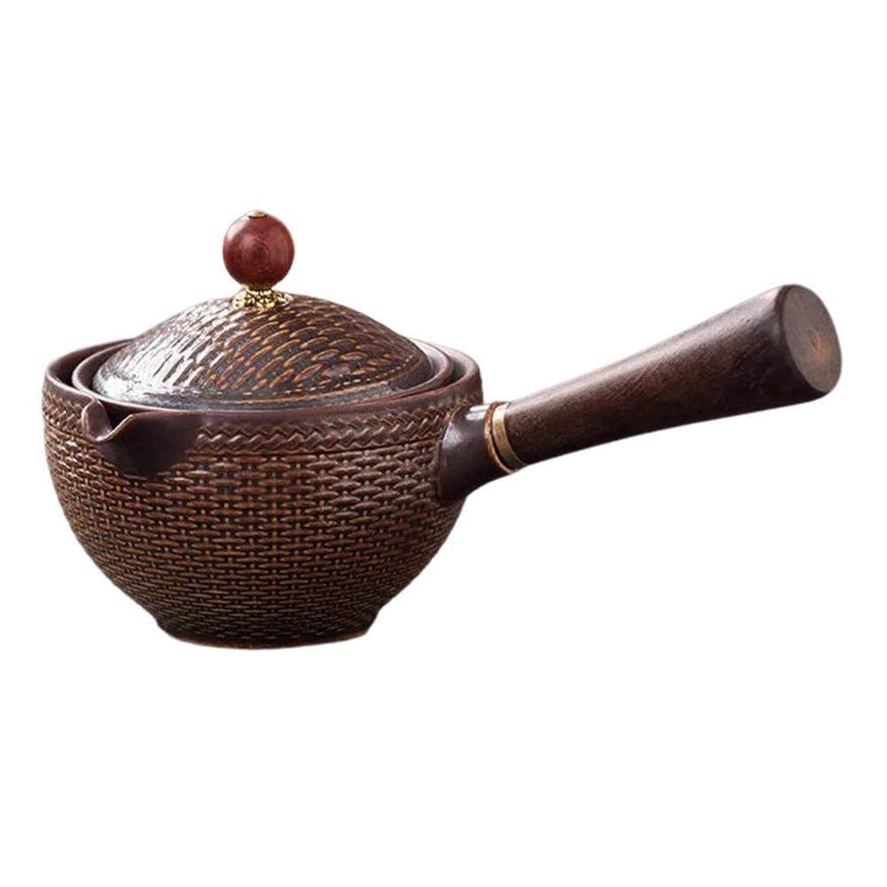 360° Rotating Ceramic Teapot with Side Handle - Premium Handcrafted Tea Kettle Set for Loose Leaf & Herbal Teas - Perfect for Home, Office & Tea Ceremonies (Color: A)