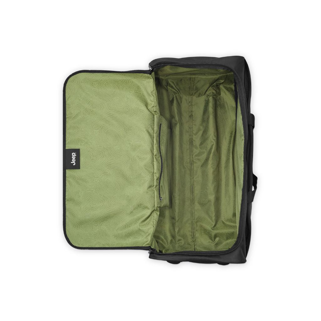 Jeep 73cm Duel Wheel Lightweight Medium Duffle Bag - Black | Water-Resistant Travel & Gym Bag for Men & Women | Perfect for Camping, Sports & Weekend Getaways