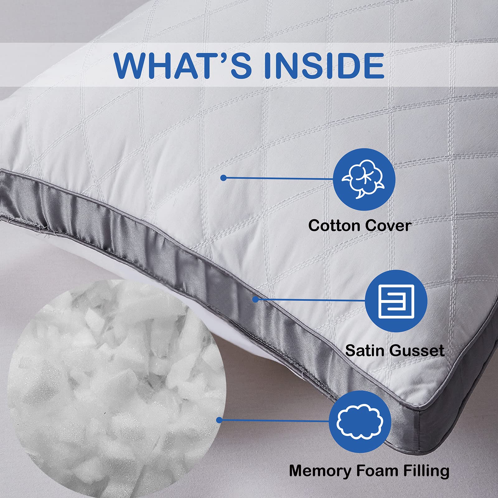 WhatsBedding Memory Foam Body Pillow for Adults - Fluffy Long Bed Pillow 20x54 Inches - White - Perfect for Side Sleepers, Pregnancy Support & Lounging Comfort