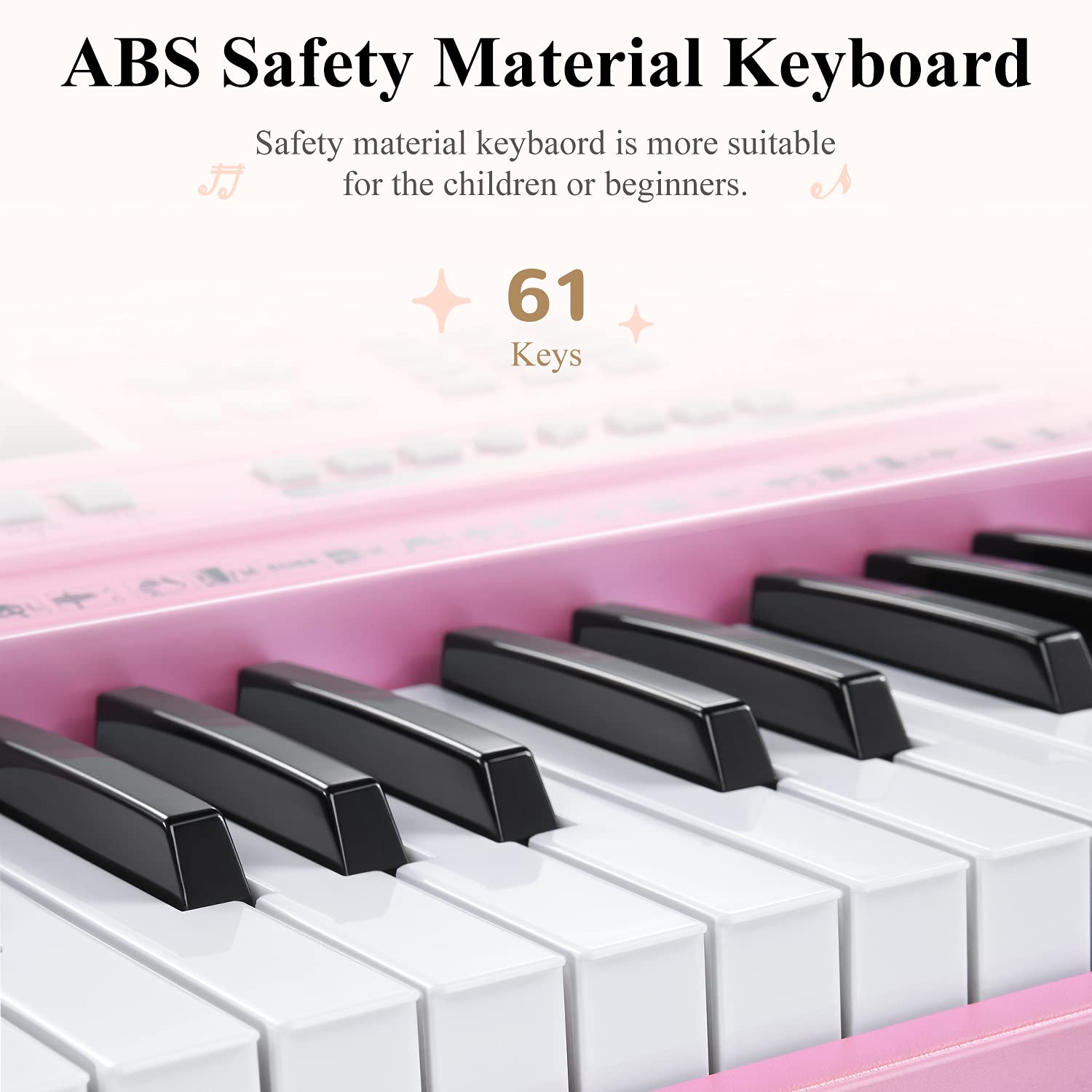Eastar 61-Key Electric Piano Keyboard for Beginners - Digital Piano with Stand, Bench, Headphones & Microphone - Perfect for Home Practice, Music Lessons & Gift Giving (Pink)
