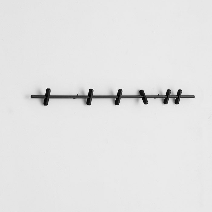 MOEBE Modern Wall Mounted Coat Rack - 70cm Black Wooden Hanger for Jackets, Hats & Scarves | Perfect for Entryway, Bedroom & Small Space Organization