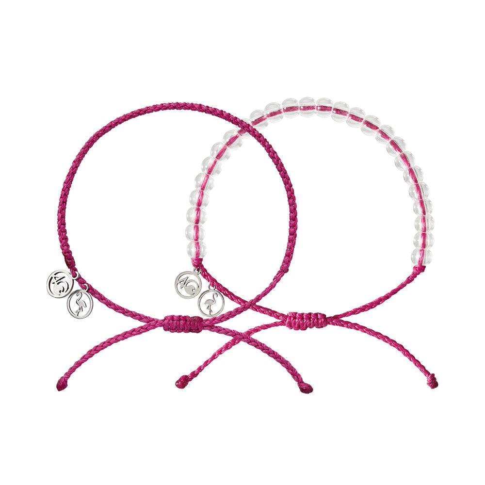 4ocean Flamingo Bracelet - Eco-Friendly Beaded Bracelet for Women & Men | Ocean Conservation Jewelry | Perfect for Beach, Travel & Everyday Wear