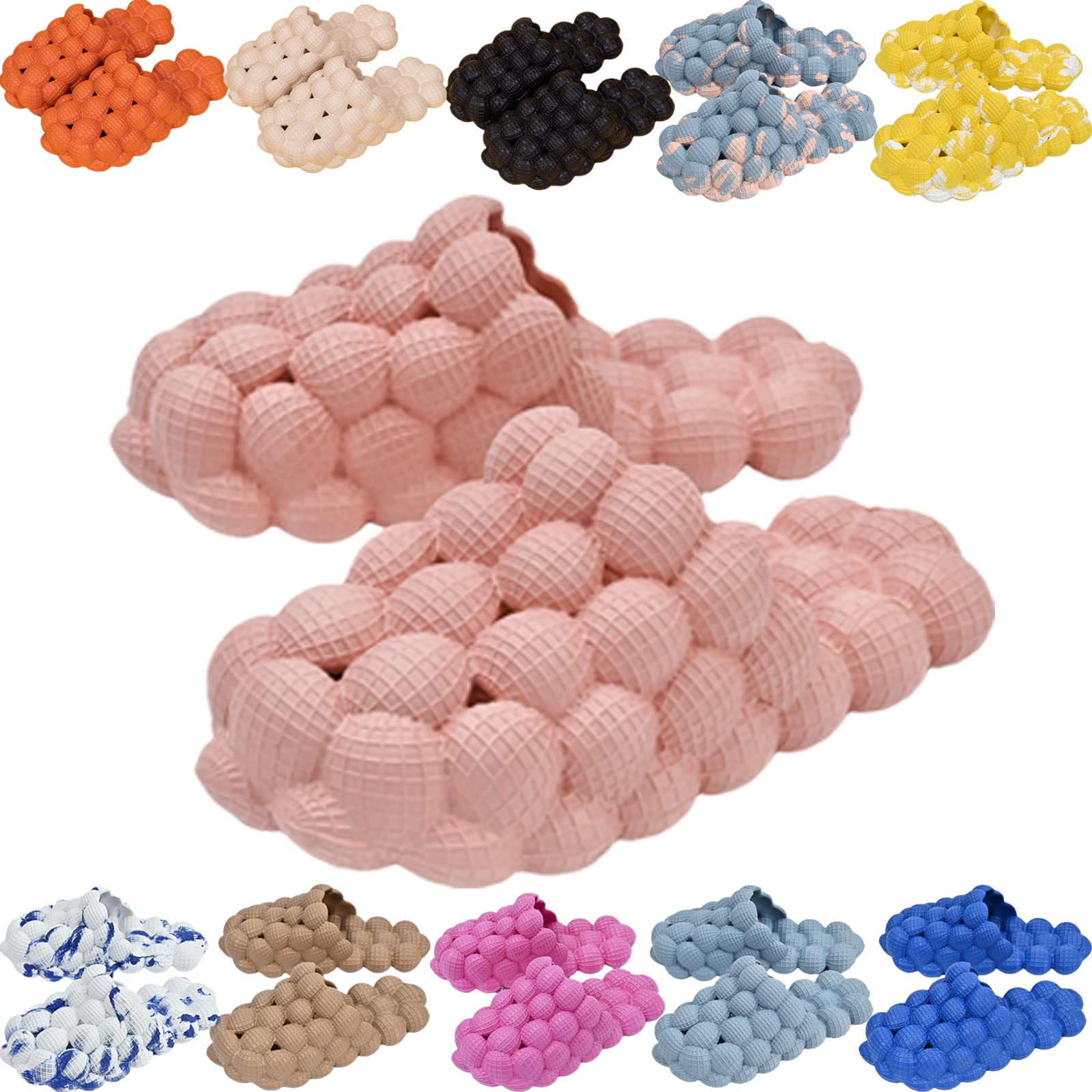 Unisex Lychee Bubble Slides - Cloud Cushioned Massage Slippers for Women & Men | Non-Slip Spa Sandals for Beach, Shower & Relaxation at Home