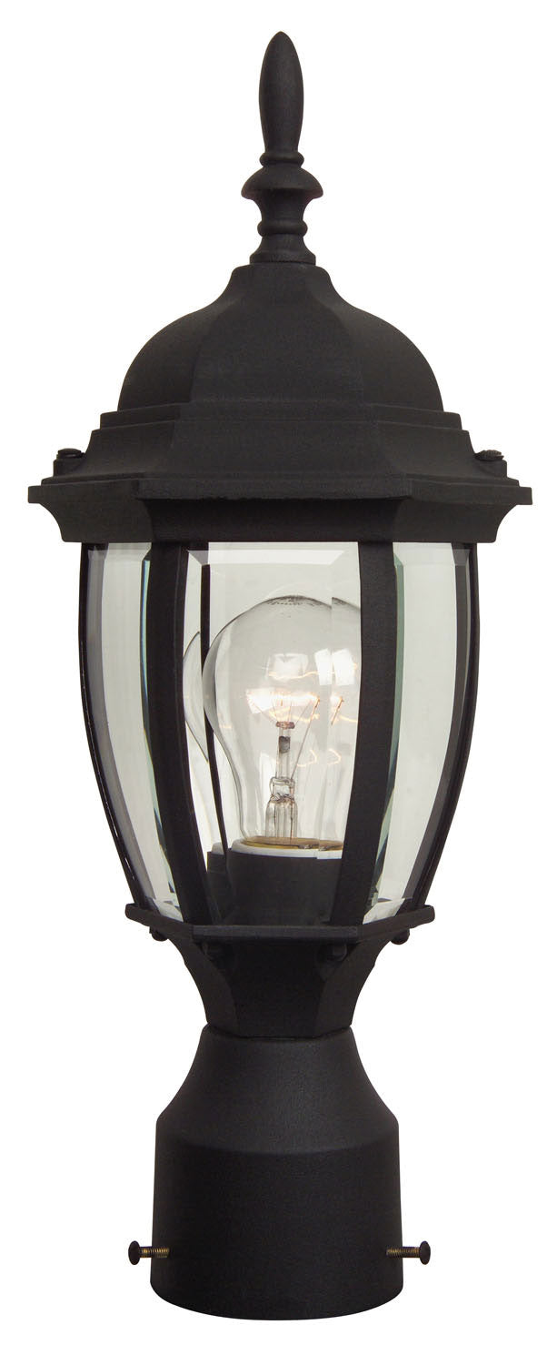 Textured Black Bent Glass Cast One Light Post Mount - Outdoor Wall Light Fixture for Porch, Patio, and Garden Lighting